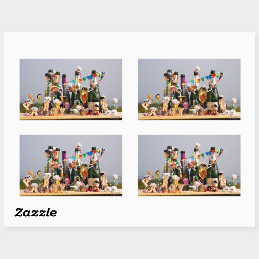 Fubby's de van een feestje houden, gefeliciteerd ! rechthoekige sticker (Vel)