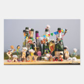 Fubby's de van een feestje houden, gefeliciteerd ! rechthoekige sticker (Voorkant)