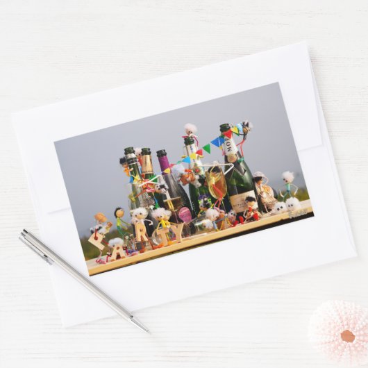 Fubby's de van een feestje houden, gefeliciteerd ! rechthoekige sticker (Envelop)