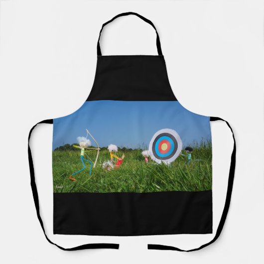 Fubby's die aan het boog schieten zijn in het gras schort (Voorkant)