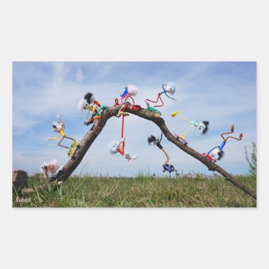 Fubby's die aan het Skaten zijn. Rechthoekige Sticker (Voorkant)