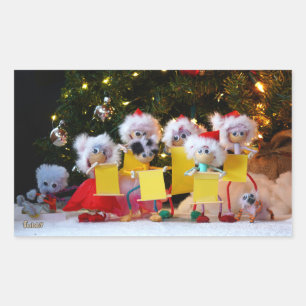 Fubby's die een Kerstkoor vormen voor de Kerstboom Rechthoekige Sticker