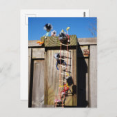 Fubby's die een vogelhuis beklimmen. briefkaart (Voorkant / Achterkant)