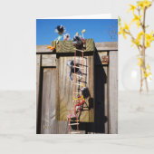 Fubby's die een vogelhuis beklimmen. kaart (Gele Bloem)