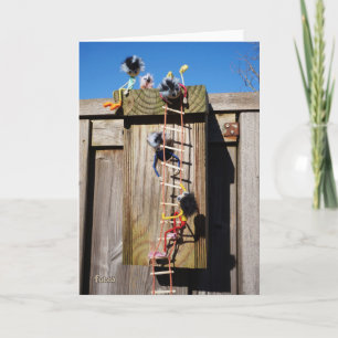 Fubby's die een vogelhuis beklimmen. kaart