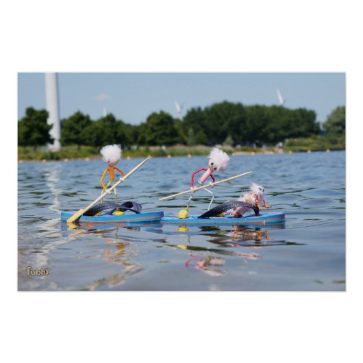 Fubby's die een wedstrijdje Peddelboard doen. Perfect Poster (Voorkant)