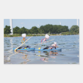 Fubby's die een wedstrijdje Peddelboard doen. Rechthoekige Sticker