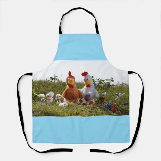 Fubby's die eieren verven van kippen, Vrolijk Pase Schort (Voorkant)