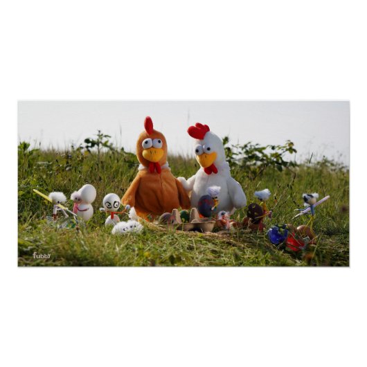 Fubby's die eieren verven van kippen Vrolijk Pasen Perfect Poster (Voorkant)