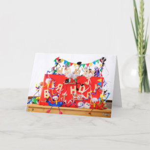 Fubby's die feest vieren voor verjaardag. bedankkaart