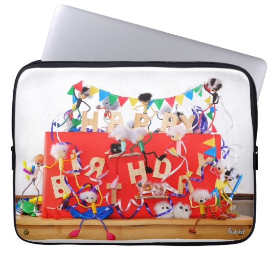 Fubby's die feest vieren voor verjaardag. laptop sleeve (Voorkant)
