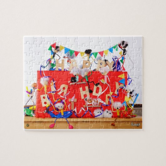 Fubby's die feest vieren voor verjaardag. legpuzzel (Horizontaal)