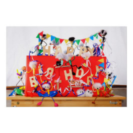 Fubby's die feest vieren voor verjaardag. perfect poster