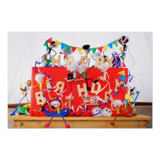 Fubby's die feest vieren voor verjaardag. perfect poster (Voorkant)