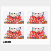 Fubby's die feest vieren voor verjaardag. rechthoekige sticker (Vel)