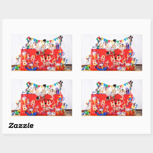 Fubby's die feest vieren voor verjaardag. rechthoekige sticker (Vel)