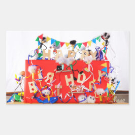 Fubby's die feest vieren voor verjaardag. rechthoekige sticker