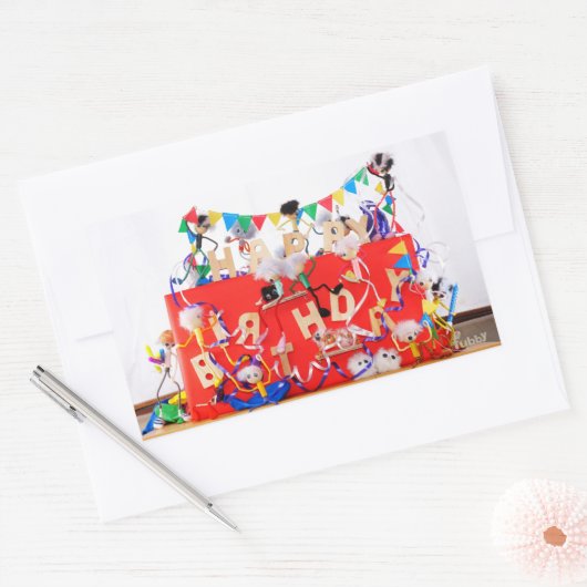 Fubby's die feest vieren voor verjaardag. rechthoekige sticker (Envelop)