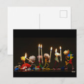 Fubby's die feestelijk met kaarsjes lopen, grappig briefkaart (Voorkant / Achterkant)