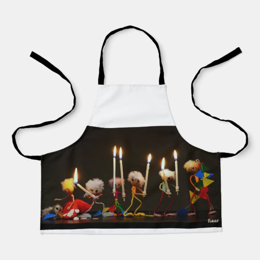 Fubby's die feestelijk met kaarsjes lopen, grappig schort (Voorkant)