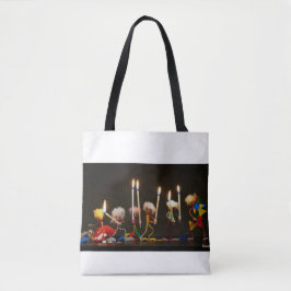 Fubby's die feestelijk met kaarsjes lopen, grappig tote bag