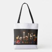 Fubby's die feestelijk met kaarsjes lopen, grappig tote bag (Achterkant)