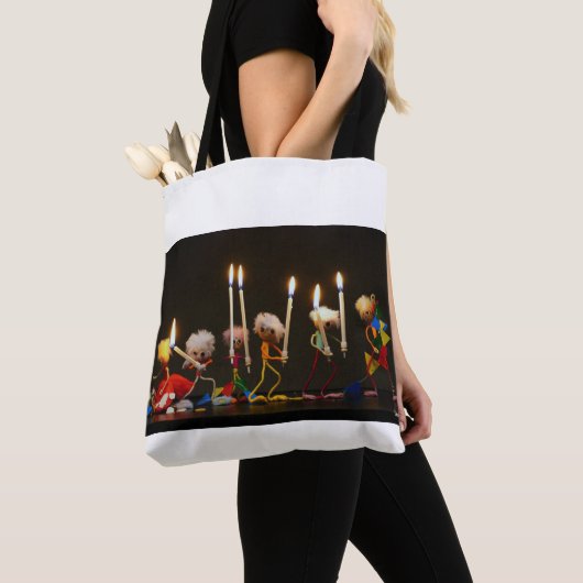Fubby's die feestelijk met kaarsjes lopen, grappig tote bag (Dichtbij)