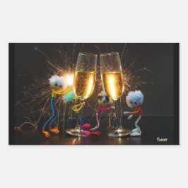 Fubby's die feestelijk proosten met vuurwerk. rechthoekige sticker