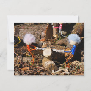 Fubby's die hout zagen. briefkaart