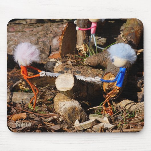 Fubby's die hout zagen. muismat (Voorkant)