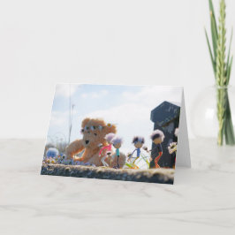 Fubby's die madeliefjes naar een Beer brengen. Bedankkaart