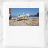 Fubby's die op het strand een pizza stelen. rechthoekige sticker (Tas)