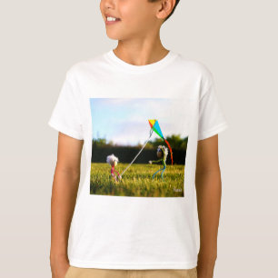 Fubby's die samen spelen met een vlieger. t-shirt