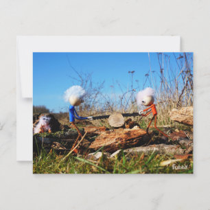 Fubby's die stam van boom doorzagen. briefkaart