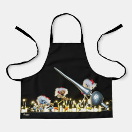 Fubby's in Kerstsfeer met Kerstdecoratie. Schort