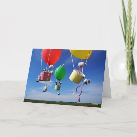 Fubby's in luchtballonnen die op avontuur gaan. bedankkaart (Voorkant)