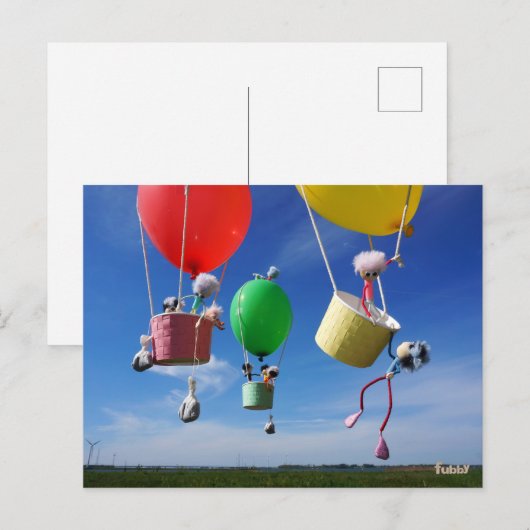 Fubby's in luchtballonnen die op avontuur gaan. briefkaart (Voorkant / Achterkant)