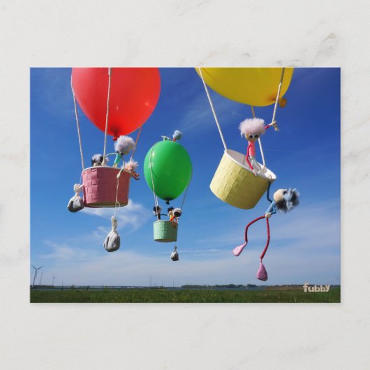 Fubby's in luchtballonnen die op avontuur gaan. briefkaart (Voorkant)