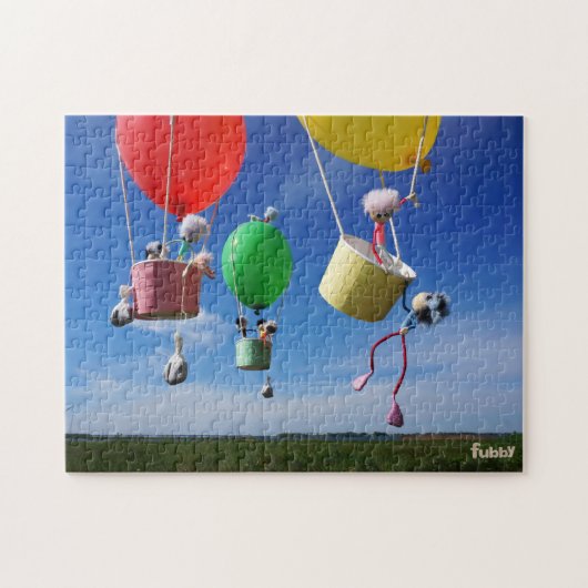 Fubby's in luchtballonnen die op avontuur gaan. legpuzzel (Horizontaal)