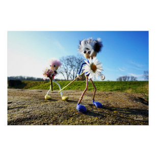 Fubby's in natuur met madeliefjes. perfect poster