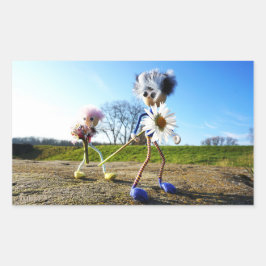 Fubby's in natuur met madeliefjes. rechthoekige sticker