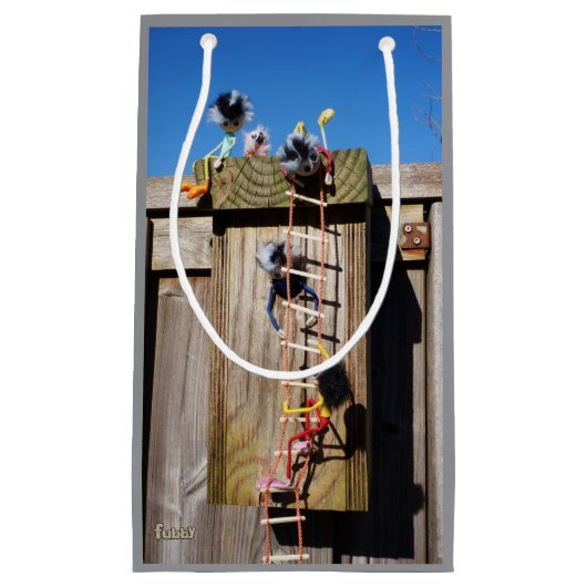 Fubby's in vogelhuisje met touwladder. klein cadeauzakje (Voorkant)