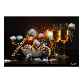 Fubby's met Jaarwisseling bij feestdagen. Perfect Poster