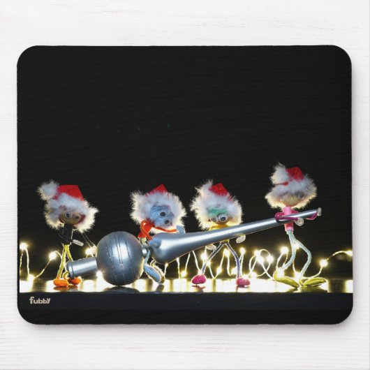 Fubby's met Kerstdecoratie in Kerstsfeer. Muismat (Voorkant)