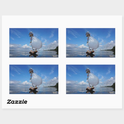 Fubby's op een houten zeilboot promotie milieu. rechthoekige sticker (Vel)