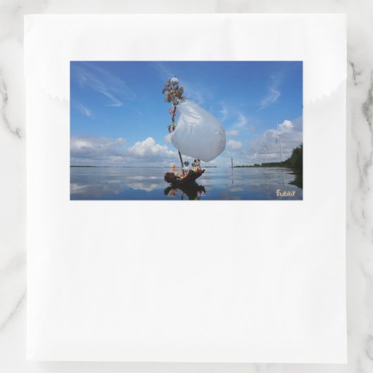 Fubby's op een houten zeilboot promotie milieu. rechthoekige sticker (Tas)