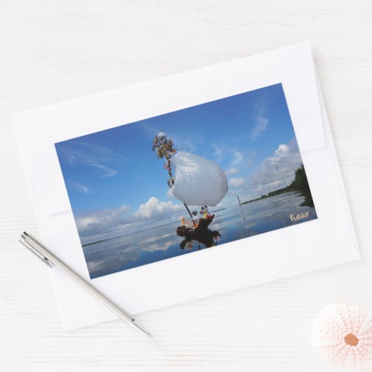 Fubby's op een houten zeilboot promotie milieu. rechthoekige sticker (Envelop)