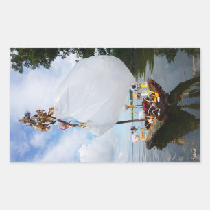 Fubby's op een houten zeilboot promotie milieu. rechthoekige sticker