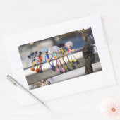 Fubby's op giek in 'Manhatten' poster. Rechthoekige Sticker (Envelop)