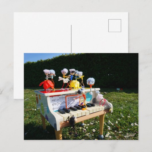 Fubby's op piano die muziek maken en dansen. briefkaart (Voorkant / Achterkant)